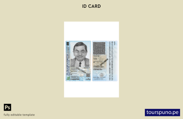 Listo para imprimir la plantilla actual de tarjeta de identificación de Islandia